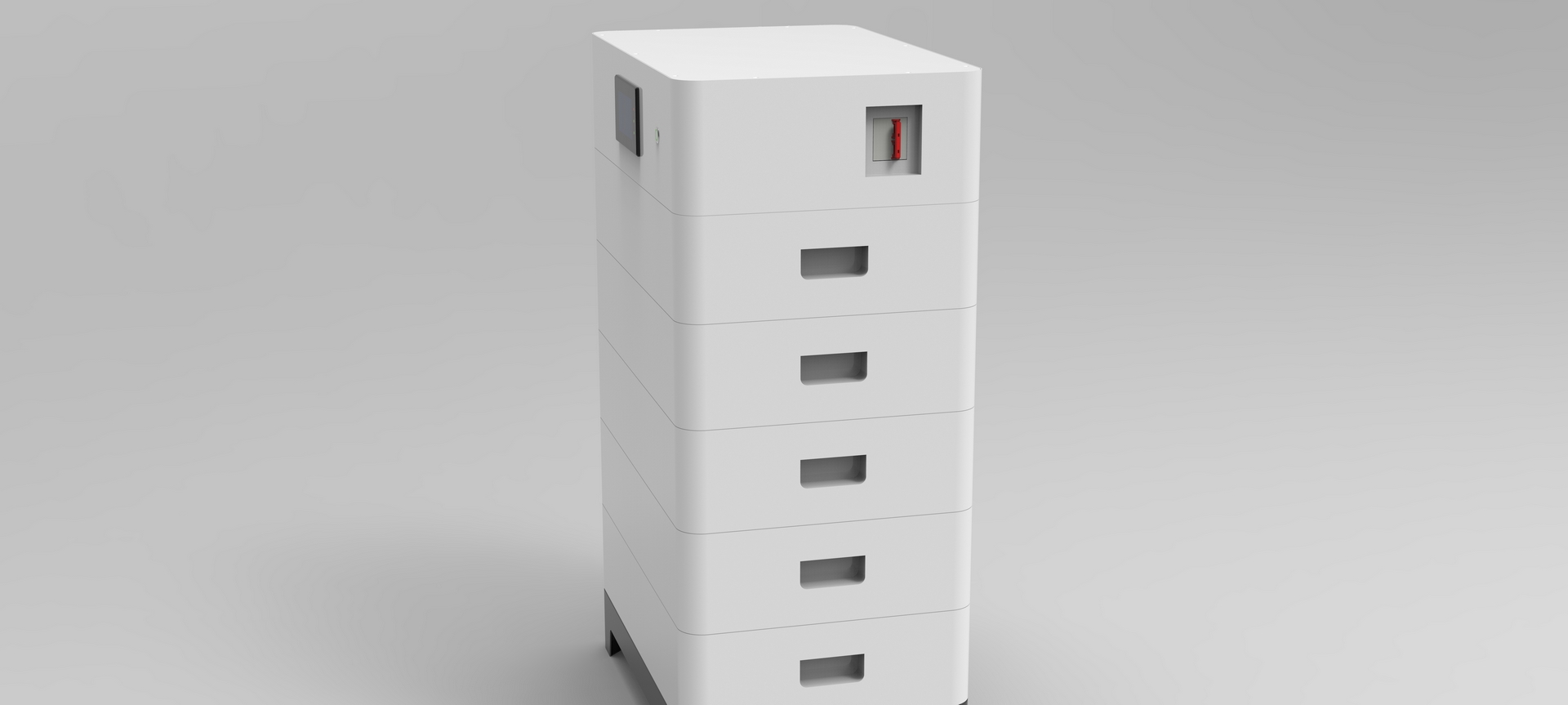 Right Front: 5-layer high voltage stacked battery with inverter