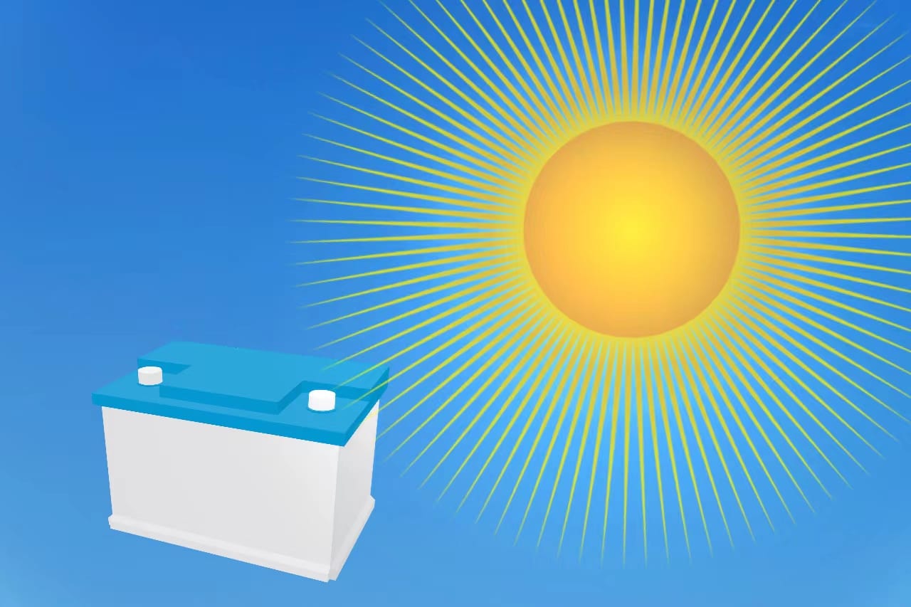Lead-acid batteries exposed to sunlight